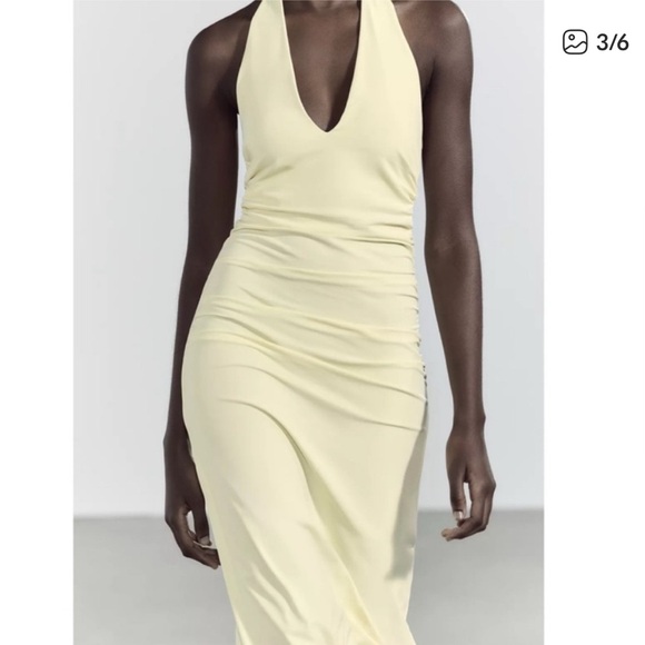 35. Zara Butter Yellow Midi Dress - Picture 2 of 10